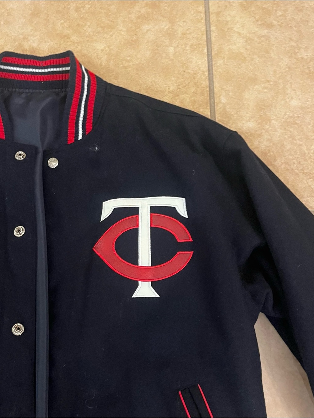 Minnesota Twins JH Design Navy Wool Reversible Jacket Mens Large - official MLB - Picture 2 of 14